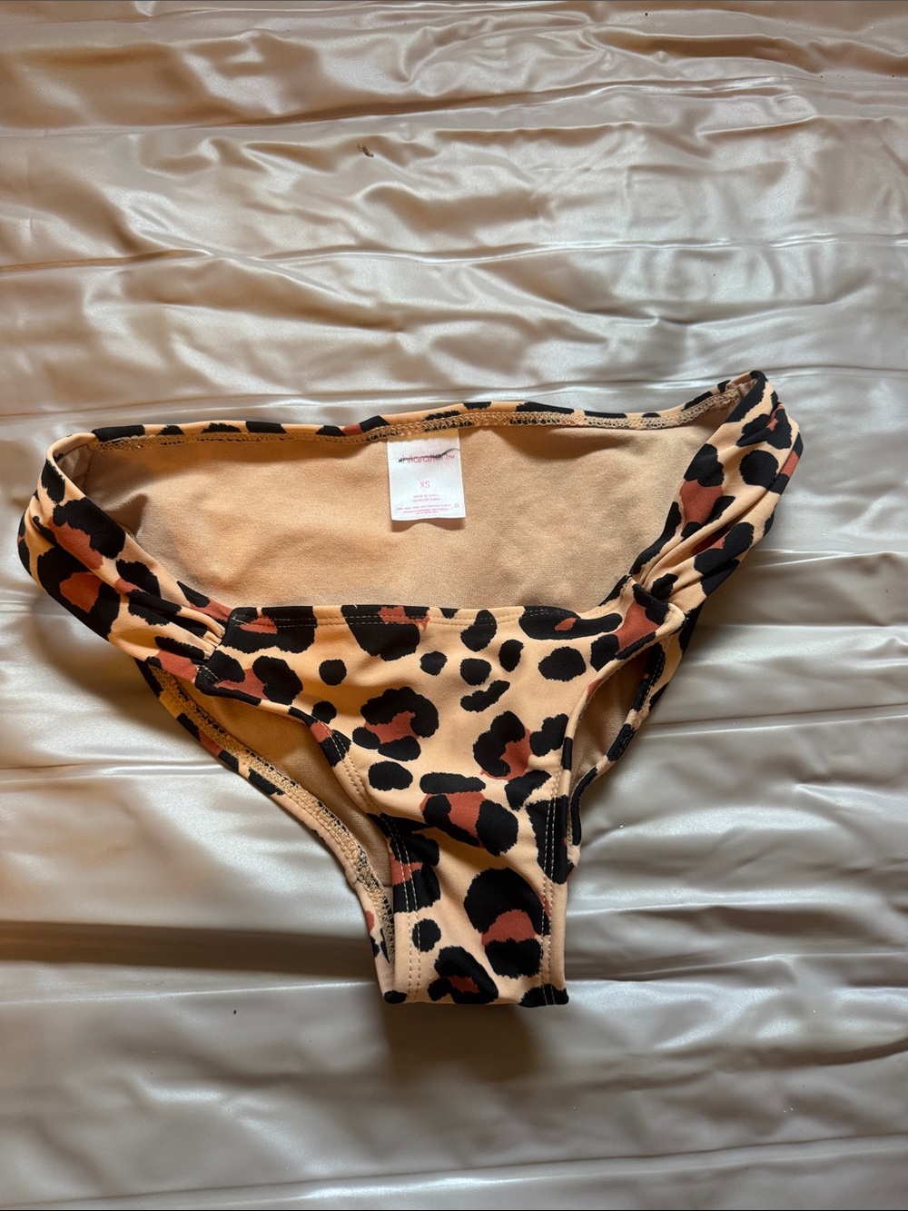Xhilaration Leopard shirted tab Print Bikini Bottoms in Tan, Black, Brown. XS